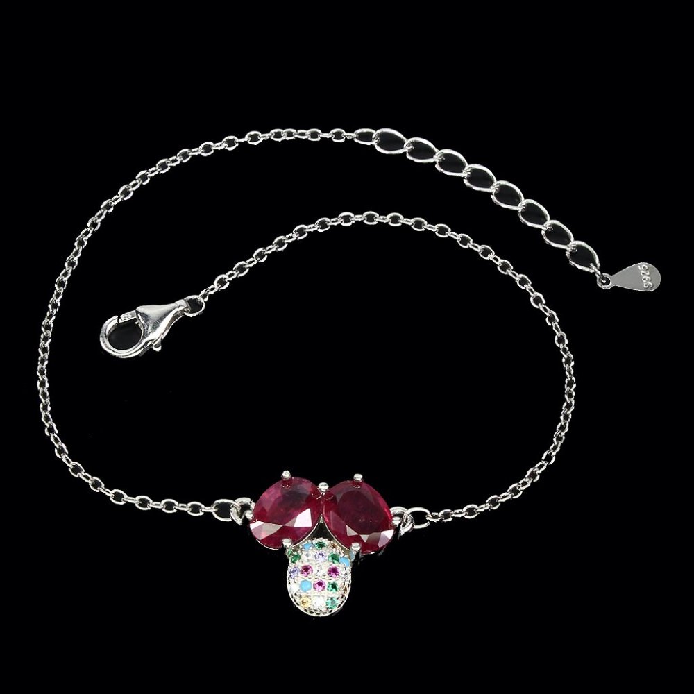 Sterling Silver 925 Ruby Multi Gems Bracelet - image 1